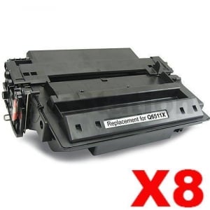 8 x HP Q6511X (11X) Compatible Black Toner Cartridge - 12,000 Pages (High Yield of HP Q6511A (11A))