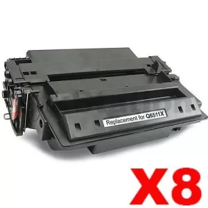 8 x HP Q6511X (11X) Compatible Black Toner Cartridge - 12,000 Pages (High Yield of HP Q6511A (11A))