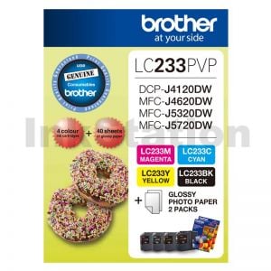 Genuine Brother  LC-233PVP Photo Value Pack [BK+C+M+Y+Photo Paper]