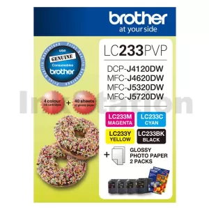 Genuine Brother  LC-233PVP Photo Value Pack [BK+C+M+Y+Photo Paper]