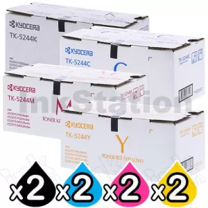 2 sets of 4 Pack Genuine Kyocera TK-5244 Toner Combo Ecosys M5526, P5026 [2BK,2C,2M,2Y]