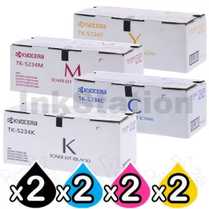 2 sets of 4 Pack Genuine Kyocera TK-5234 Toner Combo Ecosys M5521, P5021 [2BK,2C,2M,2Y]