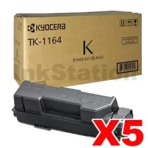 5 x Genuine Kyocera TK-1164 Black Toner Cartridge P2040DW, P2040DN- 7,200 pages