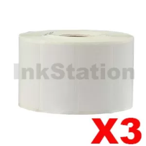 3 Rolls Compatible Brother RD-S05C1 Black Text on White Die Cut Label Roll 51mm x 25mm - 1500 labels per roll