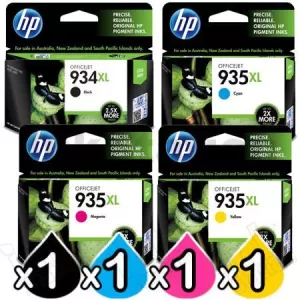 4 Pack HP 934XL + 935XL Genuine High Yield Inkjet Cartridges C2P23AA - C2P26AA [1BK,1C,1M,1Y]