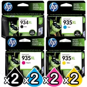 2 sets of 4 Pack HP 934XL + 935XL Genuine High Yield Inkjet Cartridges C2P23AA - C2P26AA [2BK,2C,2M,2Y]