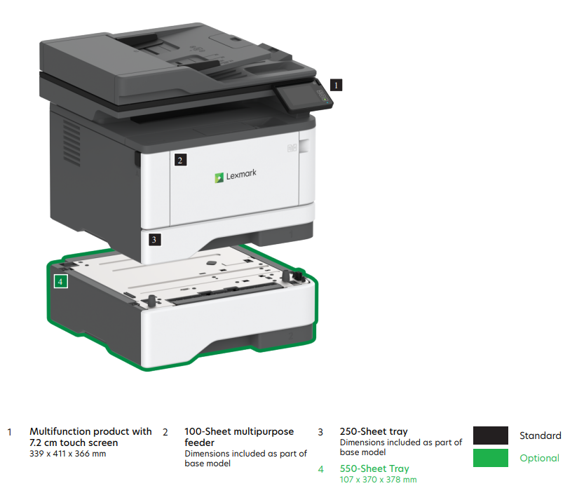 Lexmark MX431ADW Wireless A4 Mono Multifunction Laser Printer Print