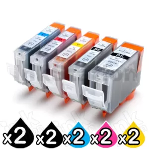 10-Pack Canon PGI-5BK, CLI-8BK/C/M/Y Compatible Inkjet (with Chip) [2BK,2PBK,2C,2M,2Y]