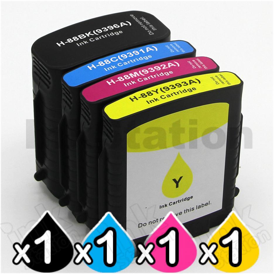 Hp 4 Pack 88xl Compatible Inkjet Cartridge C9396a C9393a 1bk1c1m1y Ink Cartridges 