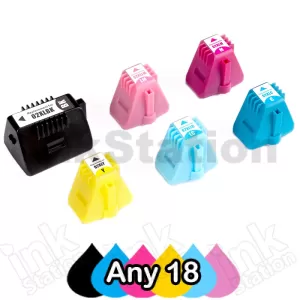 Any 18 x HP 02 Compatible Inkjet Cartridges C8721WA-C8775WA [BK,C,M,Y,LC,LM]