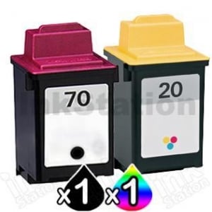 Lexmark No.70 + No.20 (12A1970+ 15M0120) Compatible Ink Cartridge Combo [1BK,1CL]