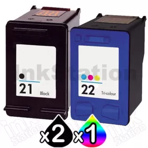 3 Pack HP 21XL + 22XL Compatible Inkjet Cartridges C9351CA + C9352CA [2BK,1CL]