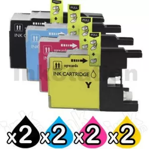 8 Pack Compatible Brother LC40 Ink Cartridges [2BK,2C,2M,2Y]