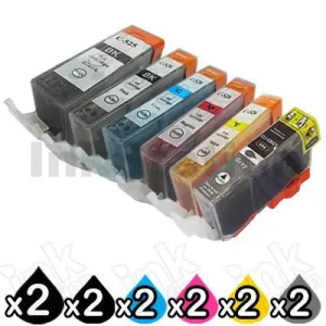 12-Pack Canon PGI-525, CLI-526 Compatible Inkjet (with Chip) [2BK,2PBK,2C,2M,2Y,2GY]