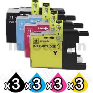 12 Pack Compatible Brother LC40 Ink Cartridges [3BK,3C,3M,3Y]