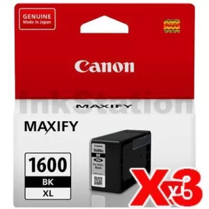 3 x Canon PGI-1600XLBK Genuine Black High Yield Ink Cartridge - 1,200 pages