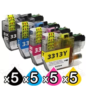5 Sets of 4 Pack Compatible Brother LC-3313 Ink Cartridges Combo (High Yield of Brother LC-3311) [5BK, 5C, 5M, 5Y]