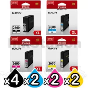 10 Pack Canon PGI-2600XL Genuine High Yield Ink Cartridge [4BK,2C,2M,2Y]