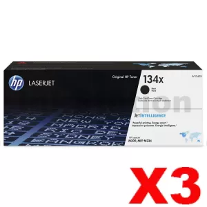 3 x HP 134X W1340X Genuine Black High Yield Toner Cartridge - 2,400 Pages
