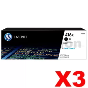 3 x HP 416X W2040X Genuine Black High Yield Toner Cartridge - 7,500 pages