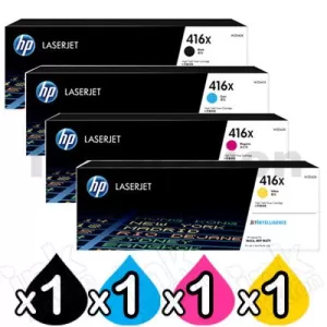 4 Pack HP 416X W2040X-W2043X Genuine High Yield Toner Cartridges [1BK,1C,1M,1Y]