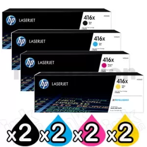 2 Sets of 4 Pack HP 416X W2040X-W2043X Genuine High Yield Toner Cartridges [2BK,2C,2M,2Y]