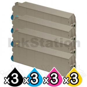 12 Pack Compatible OKI C5600 / 5700 Toner Cartridges [3BK,3C,3M,3Y]