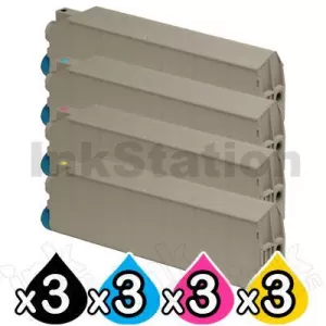12 Pack Compatible OKI C5600 / 5700 Toner Cartridges [3BK,3C,3M,3Y]