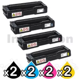 2 sets of 4 Pack Ricoh SP242 (406483-406486) Compatible Toner Combo [2BK+2C+2M+2Y]