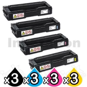 3 sets of 4 Pack Ricoh SP242 (406483-406486) Compatible Toner Combo [3BK+3C+3M+3Y]