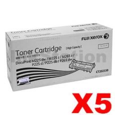 5 x Fuji Xerox DocuPrint M225,M265,P225,P265 Genuine Black High Yield Toner Cartridge (CT202330) - 2,600 pages