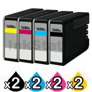 8 Pack Canon PGI-1600XL Compatible High Yield Ink Cartridge [2BK,2C,2M,2Y]