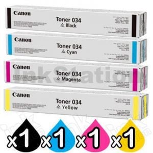4 Pack Canon CART-034 Genuine Toner Cartridges [1BK,1C,1M,1Y]
