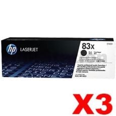 3 x HP CF283X (83X) Genuine Black Toner Cartridge - 2,200 Pages