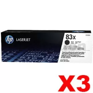 3 x HP CF283X (83X) Genuine Black Toner Cartridge - 2,200 Pages