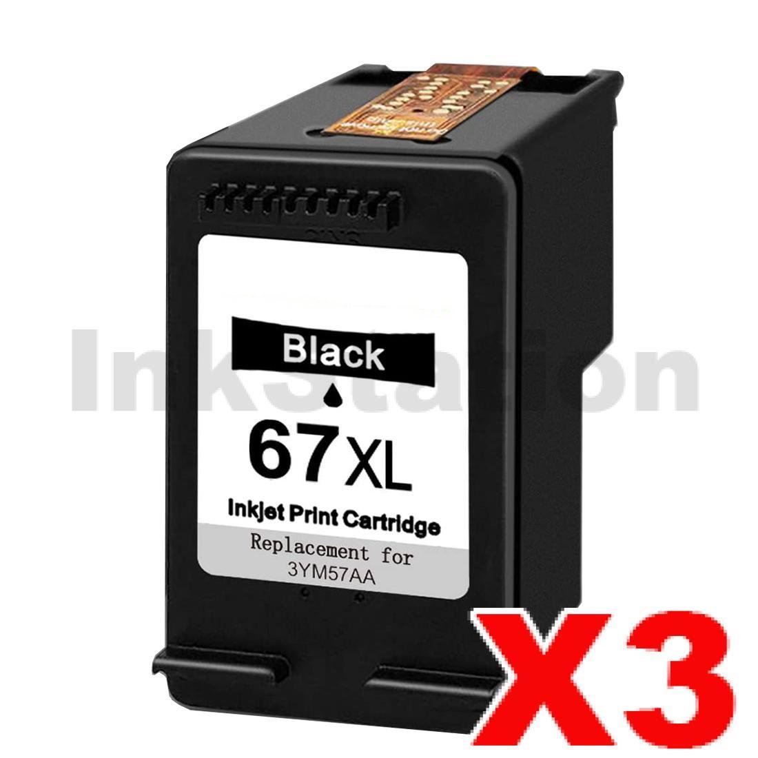 HP 3 X 67XL Compatible Black High Yield Inkjet Cartridge 3YM57AA 240   Com 67xl Bk X3r 2 