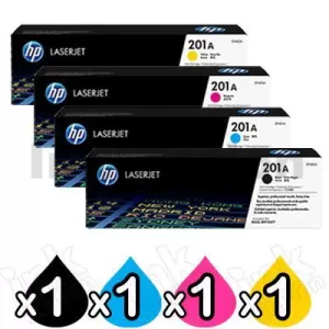 4 Pack HP CF400A-CF403A (201A) Genuine Toner Cartridges [1BK,1C,1M,1Y]