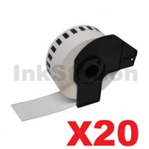 20 x Compatible Brother DK-22214 Black Text on White Continuous Paper Label Roll 12mm x 30.48m