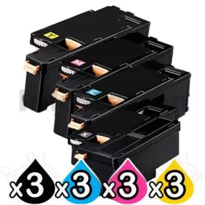 12 Pack Compatible Fuji Xerox Docuprint CM115 CP115 CP116 CM225 CP225 High Yield Toner Cartridges (CT202264-CT202267) - [3BK,3C,3M,3Y]