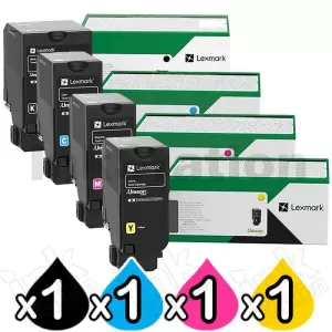 4 Pack Lexmark 81C1XK0 - 81C1XY0 Genuine CX735 Return Programme Toner Cartridges Combo - BK 28,000 pages, C/M/Y 16,200 pages