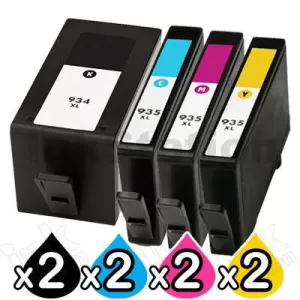 2 sets of 4 Pack HP 934XL + 935XL Compatible High Yield Inkjet Cartridges C2P23AA - C2P26AA [2BK,2C,2M,2Y]