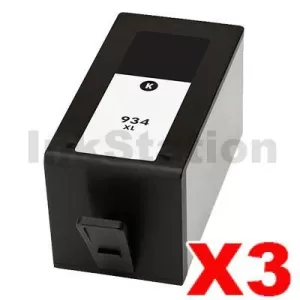 3 x HP 934XL Compatible Black High Yield Inkjet Cartridge C2P23AA - 1,000 Pages