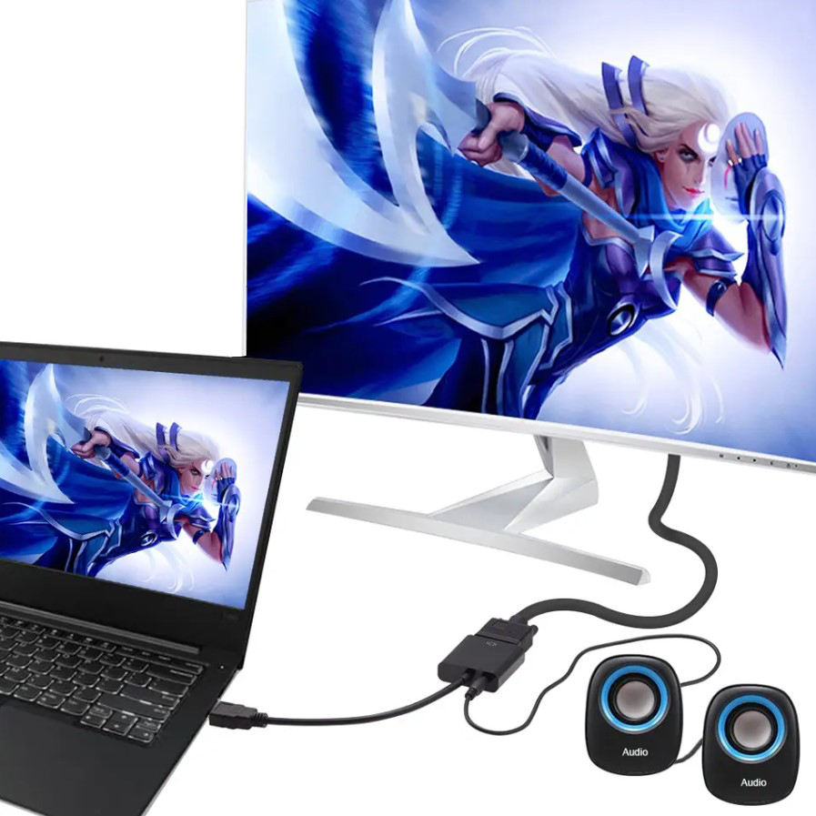 VGA To HDMI Converter Adapter Cable With Audio