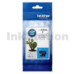 Genuine Brother LC-436XLC High Yield Cyan Ink Cartridge - 5,000 pages