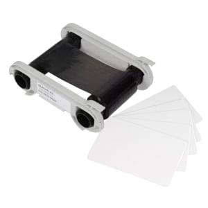 500x Evolis Paper Card Blank White 0.76mm Thick 85.6mm x 54mm Plus Monochrome Ribbon for Evolis BlackFlex 500 Print Yield