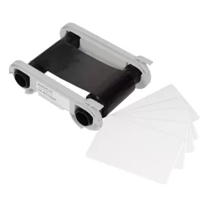 500x Evolis Paper Card Blank White 0.76mm Thick 85.6mm x 54mm Plus Monochrome Ribbon for Evolis BlackFlex 500 Print Yield