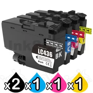 5 Pack Compatible Brother LC-436 Ink Cartridges Combo [2BK, 1C, 1M, 1Y]