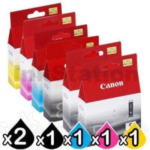 6-Pack Genuine Canon PGI-5BK, CLI-8BK/C/M/Y Inkjet [2BK,1PBK,1C,1M,1Y]