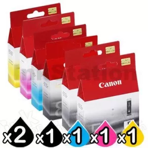 6-Pack Genuine Canon PGI-5BK, CLI-8BK/C/M/Y Inkjet [2BK,1PBK,1C,1M,1Y]