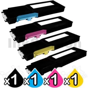 4 pack Dell C2660dn / C2665dnf Compatible Toner Combo [1BK,1C,1M,1Y]